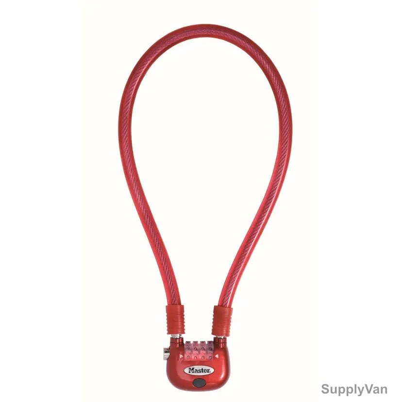 Master Lock Cable With Code Lock, ML8213EURDPRO, Braided Steel, 60CM x 12MM, Red