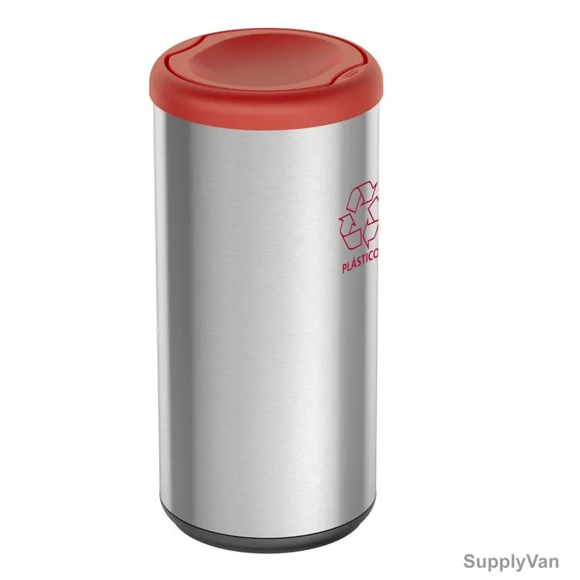 Tramontina Swing Trash Bin, 94539202, Stainless Steel, 40 Ltrs Capacity, Red/Silver — image 1