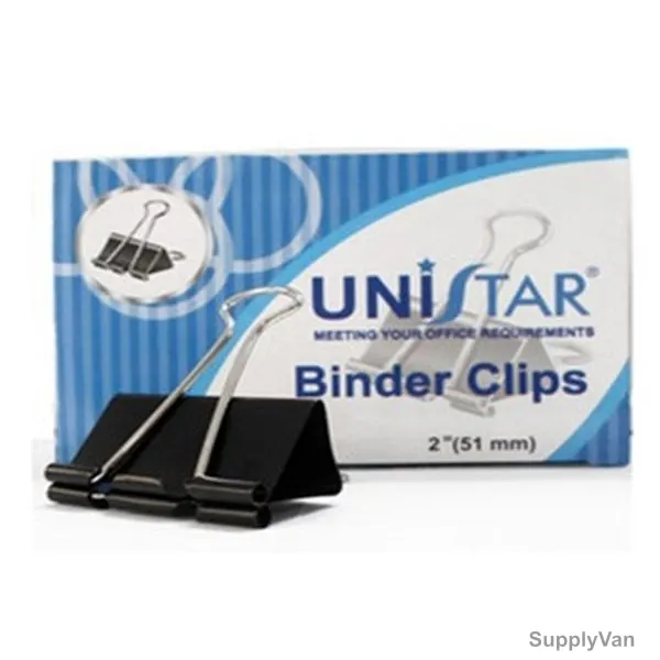 Unistar Binder Clip, 51MM, Black, 12 Pcs/Pack