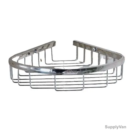 Milano Wall Mounted Corner Soap Basket, Thea, Stainless Steel, Chrome Finish