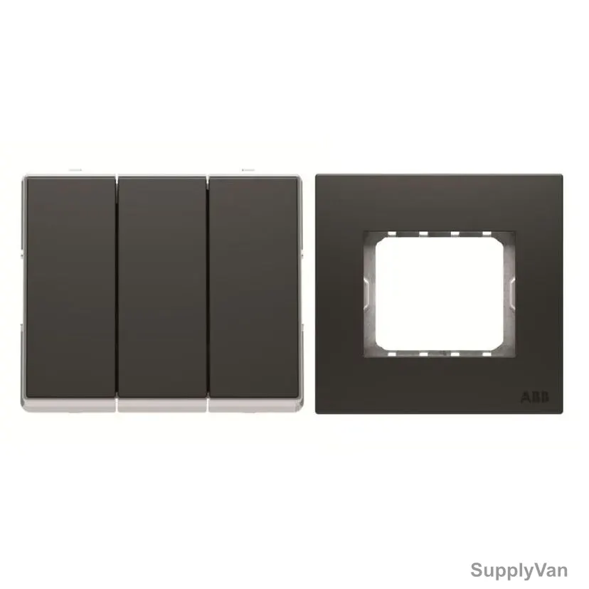 ABB Electrical Switch With Triple Rocker Frame, AMD12153-SB+AMD5153-SB, Millenium, 3 Gang, 2 Way, 16A, Silk Black — image 1