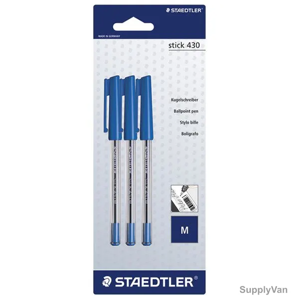 Staedtler Ball Point Pen, ST-430M-SBK3DA, 1.0MM Tip, Blue, 3 Pcs/Pack