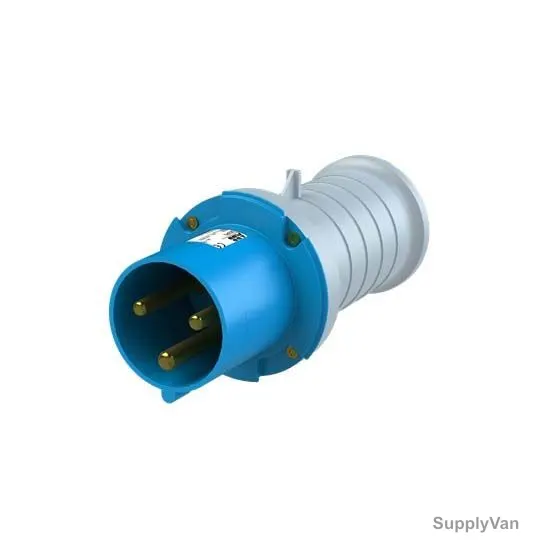 Abb Pin and Sleeve Plug, 263-P6, 200-250V, IP44, 63A, 2P+E, Blue