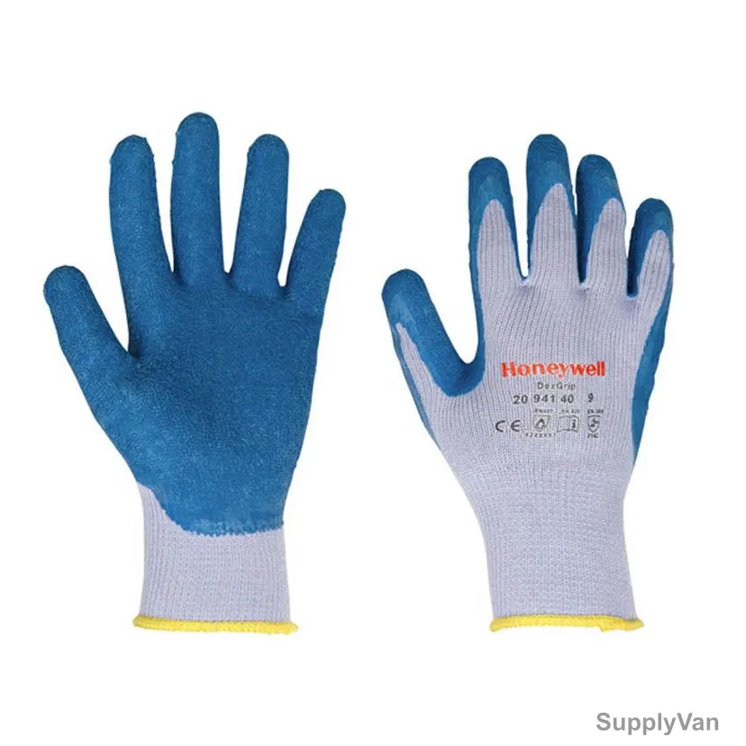 Honeywell Knitted Gloves, 2094140-09, DexGrip, Cotton and Polyamide, Size9, Grey and Blue