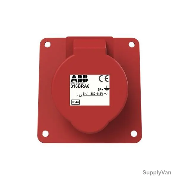 ABB Pin and Sleeve Connector, 316BRA6, 4 Pole, 16A, Red — image 1
