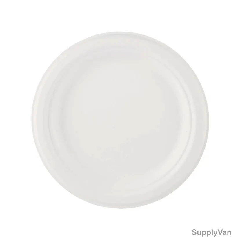 Bio-Degradable Round Plate, 7 Inch Dia, White, 1000 Pcs/Pack