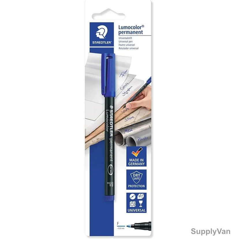 Staedtler Lumocolor Permanent Marker, ST-318-3BKDA, 0.6MM Tip Size, Blue