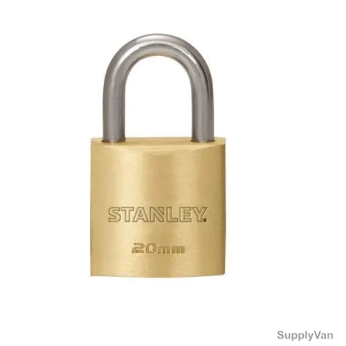 Stanley Keyed Padlock, S742-028, Solid Brass, 20MM — image 1