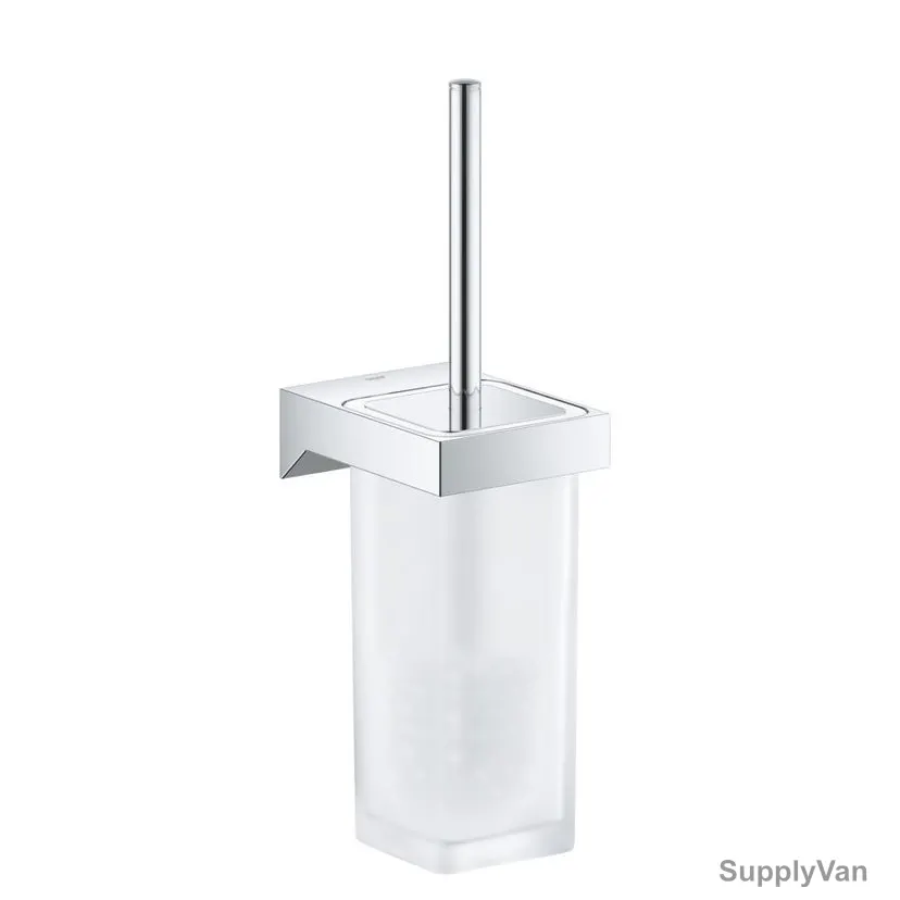 Grohe Toilet Brush Set, 40857000, Selection Cube, Glass/Metal, 381CM Height, Starlight Chrome Finish