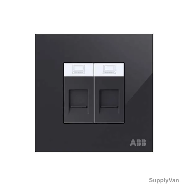 ABB Data Socket, AM32944-BG, Millenium, 2 Gang, RJ45, Cat 6, Black Glass — image 1