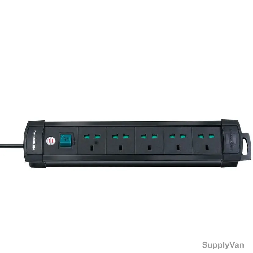 Brennenstuhl Extension Socket, 1156007155, 13A, 5 Way, 5 Mtrs Cable Length, Black