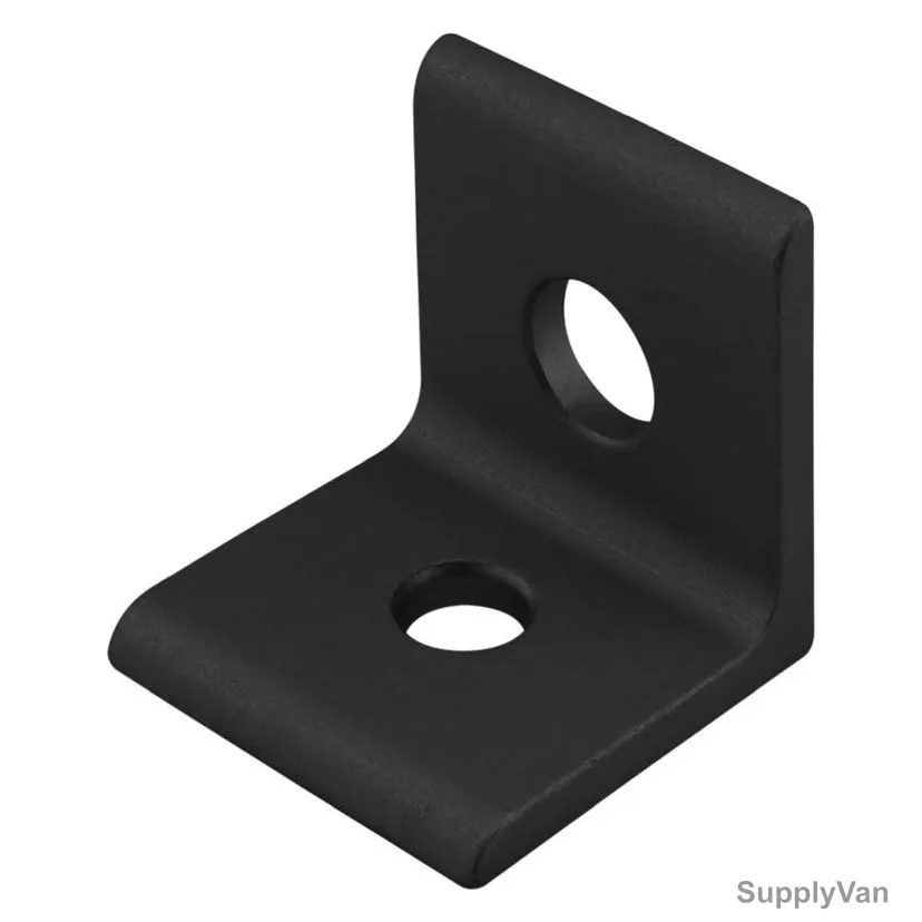 Extrusion Inside Corner Bracket, 40 Series, 2 Hole, Aluminium, Black
