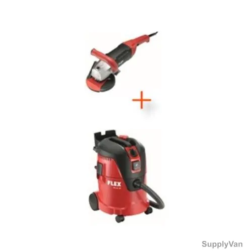 Flex Concrete Angle Grinder With Vacuum Cleaner, LD-18-7-plus-VCE-26, 1800W, 7000RPM, Black/Red — image 1