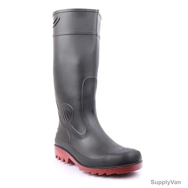 Hillson Double Density Steel Toe Safety Gumboots, HDRGN, Dragon 512, 15 Inch Height, PVC, Size39, Black/Red — image 1