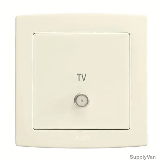 Abb F Type TV Socket Outlet, AC307-82, Concept BS, Thermoplastic, 1 Gang, Ivory White