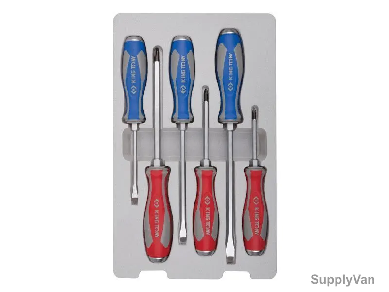 Kingtony Slotted and Phillips Screwdriver Set, 30206MR, 6Pcs