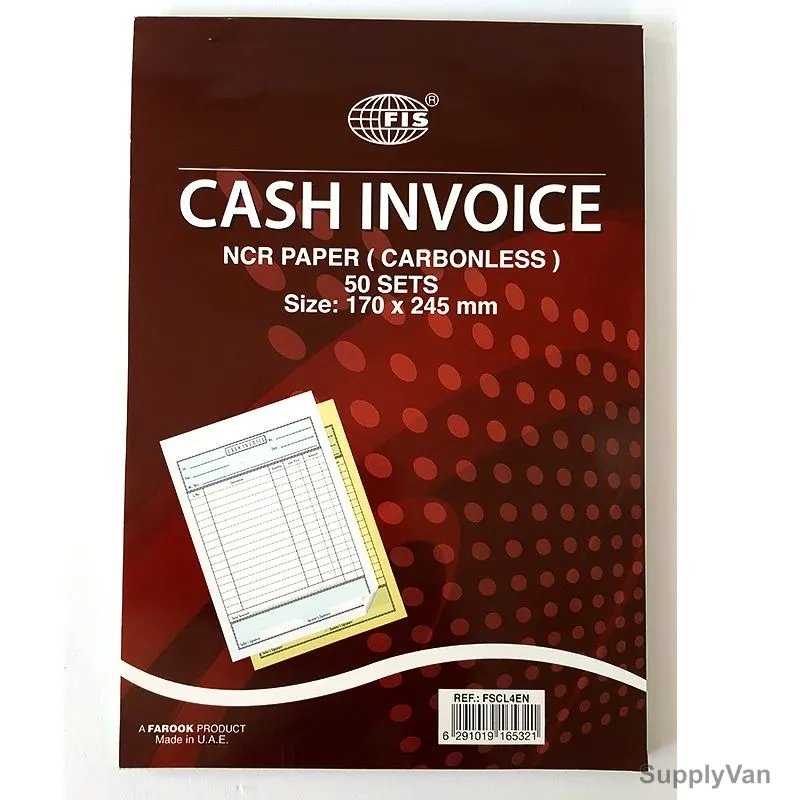 Fis English Cash Invoice Book, FSCL4EN, 50 Sheets, 170 x 245MM