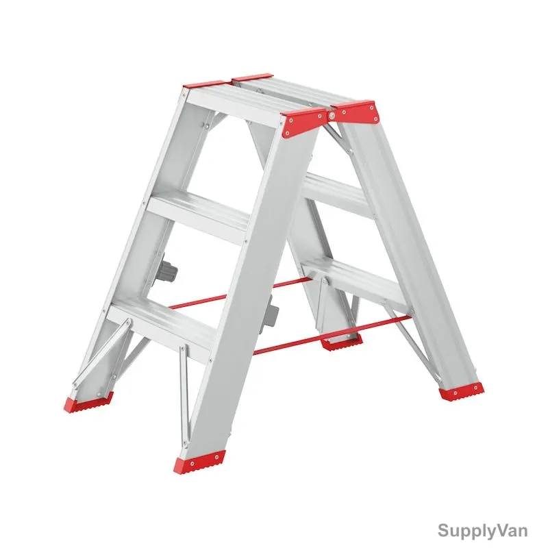 Wurth Aluminium Step Ladder, 2 x 3 Steps, 1.71 Mtr Working Height, 150 Kg Loading Capacity