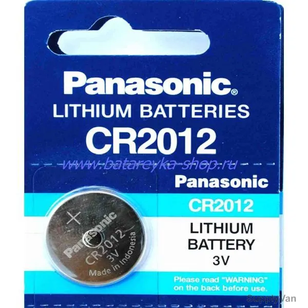 Panasonic Coin Battery, CR2012, 55mAh, Lithium, 3V — image 1