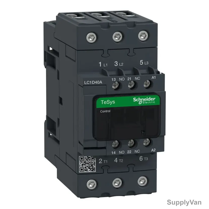Schneider Electric Contactor, LC1D40AM7, TeSys D, 3 Pole, 440VAC, 40A, 3NO