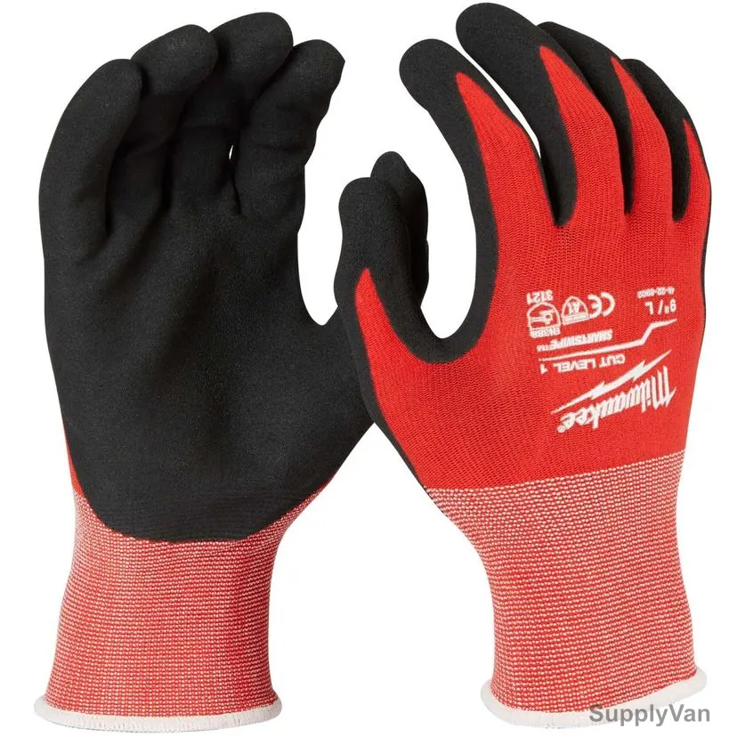 Milwaukee Dipped Gloves, 4932471417, Cut Level 1, L, Red — image 1