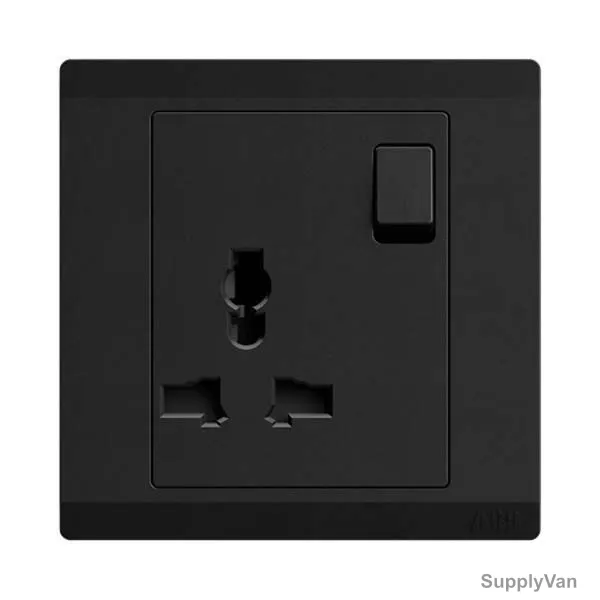 Abb Single Pole Universal Switch Socket, BL294-885, Inora, 1 Gang, 13A, Starry Black