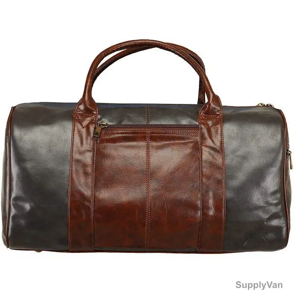 Mounthood Duffle Tote Bag, PU Leather, 33 Ltrs, Grey/Brown — image 1
