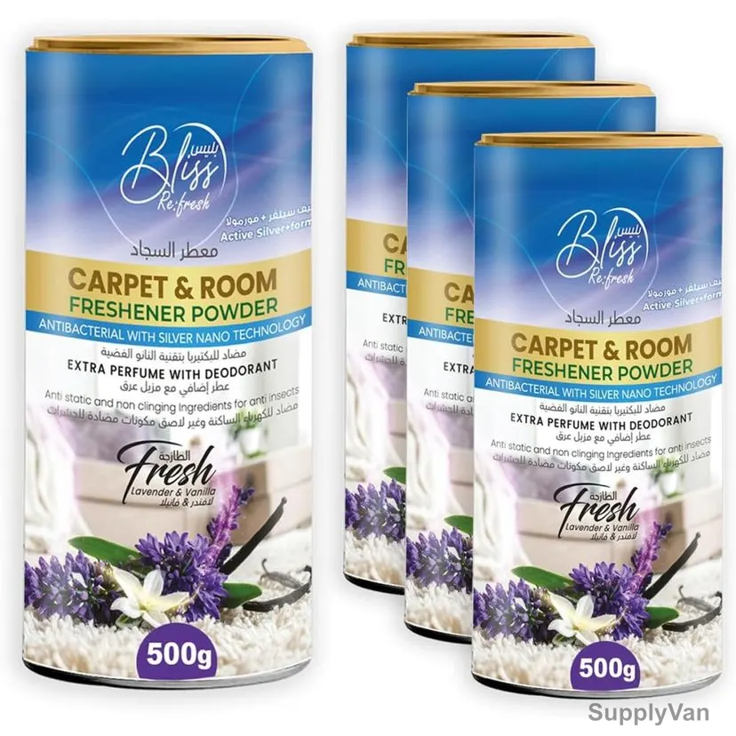 Swish Super Bliss Fresh Carpet and Room Freshener Powder, Lavender and Vanilla, 500GM, 4 Pcs/Pack — image 1