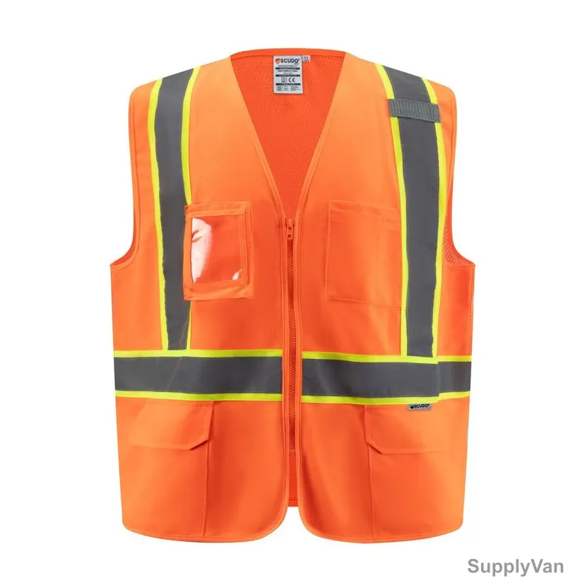 Scudo Nova Premium Safety Vest, NV2034, Polyester, 2XL, Orange