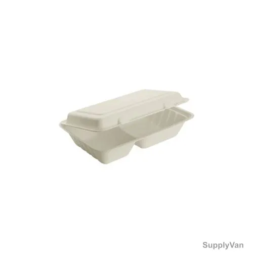 Falcon 2 Section Bio Degradable Lunch Box, 242MM Length x 166MM Width, 250 Pcs/Carton — image 1