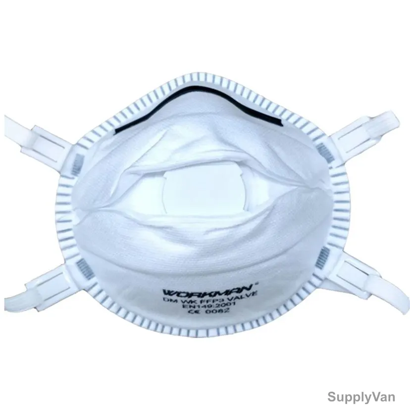 Workman Face Mask With Valve, FFP3, White, 10 Pcs/Pack