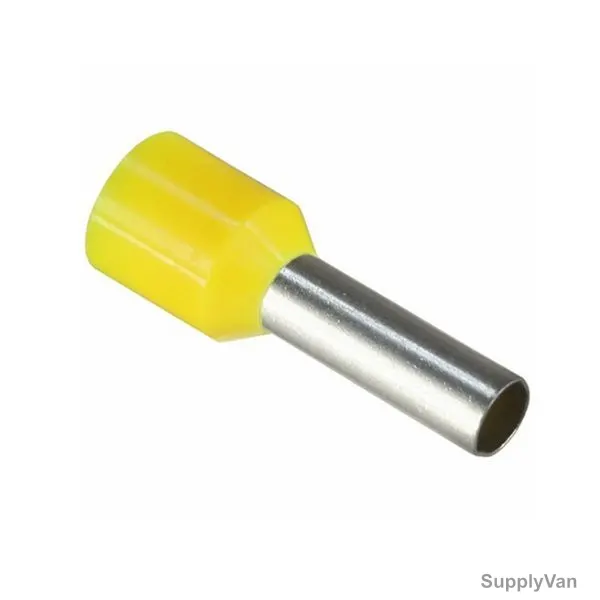 Bootlace Ferrule, E1012, 8 AWG, 10 SQ.MM x 12MM Length, Yellow, 100 Pcs/Pack