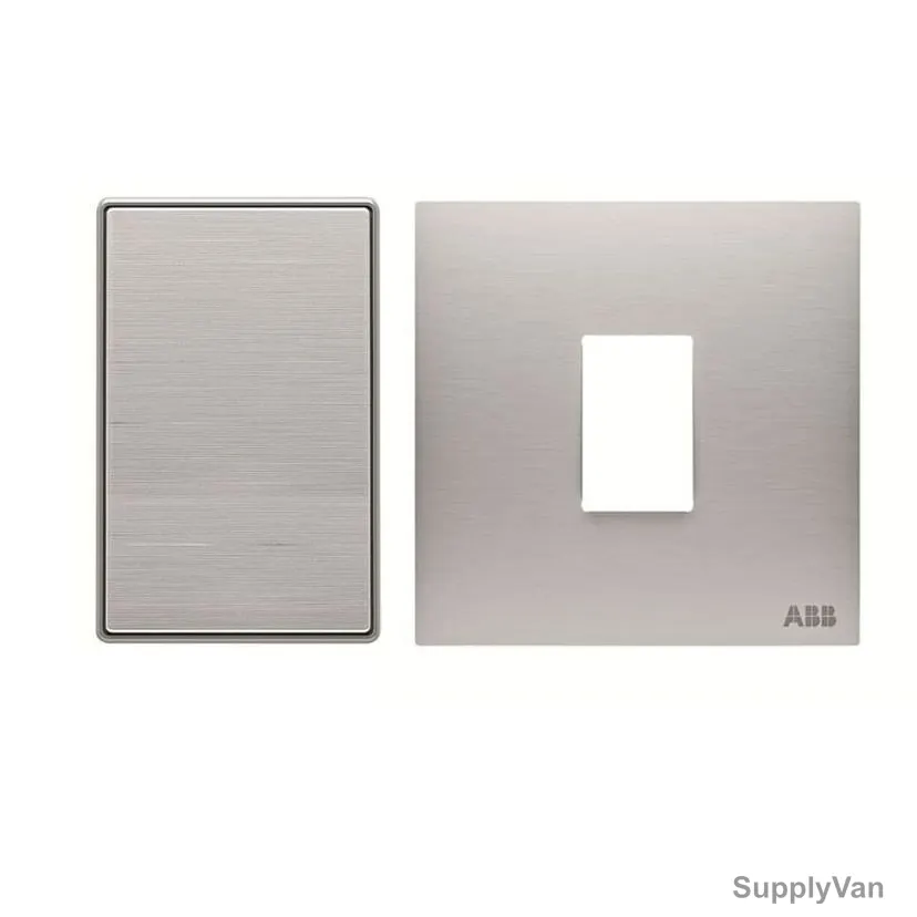 ABB Electrical Switch With Rocker Switch Frame, AMD11520-ST+AMD5120-ST, Millenium, 1 Gang, 2 Way, 20A, Stainless Steel — image 1
