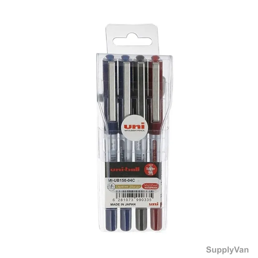 Uni-Ball Ball Point Pen, UB150-04C, Eye Micro, 0.5MM Tip, Assorted Colors, 4 Pcs/Set