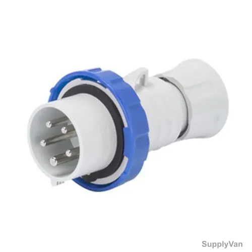 Gewiss Straight Plug, GW60037H, IP66, 16A, 3P+N+E, White-Blue