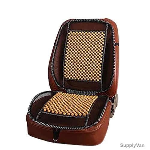 Flak Type II Wood Beaded Car Seat Cushion, Cream/Brown