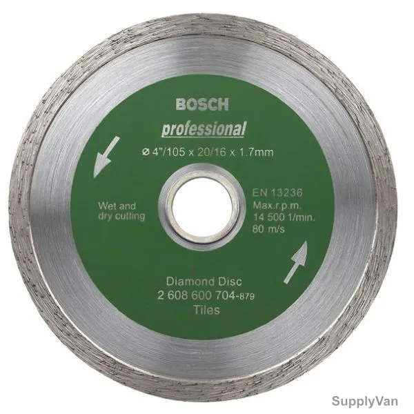 Bosch Wet/Dry Diamond Cutting Disc, 2608600704, 1.7MM Thk x 105MM Dia
