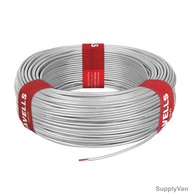 Havells Single Core HR PVC Insulated Flexible Wire, 0.5 SQ.MM x 100 Yards Length, Grey