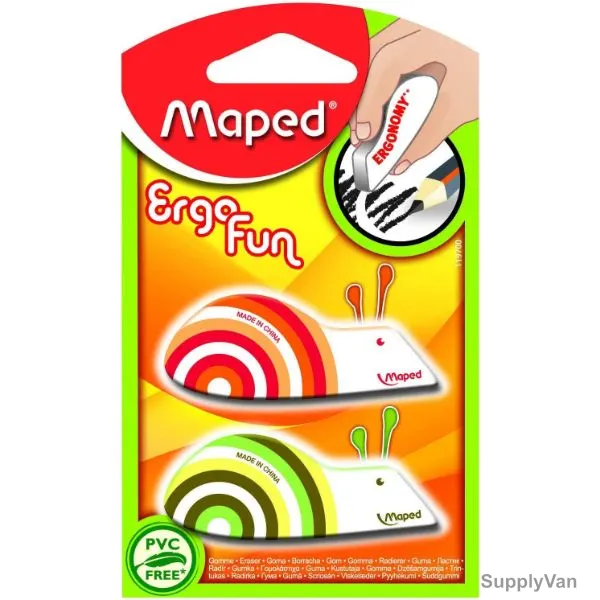 Maped Ergo FunFancy Eraser, MD-119710, Red/Green, 2 Pcs/Pack