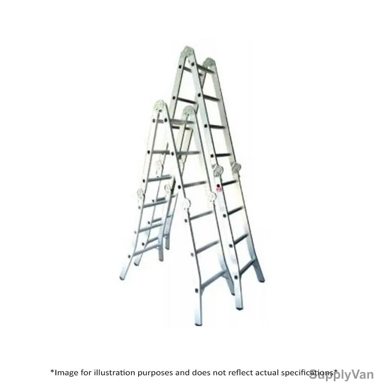 Emc Multi-Purpose Ladder, MPL-16-4X4, Aluminum, 2 Sides, 16 Steps, 4.8 Mtrs, 136.07 Kgs