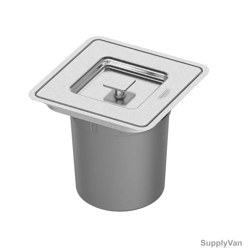 Tramontina Square Built-In Inset Trash Bin, 94518205, Stainless Steel, 5 Ltrs Capacity, Grey — image 1