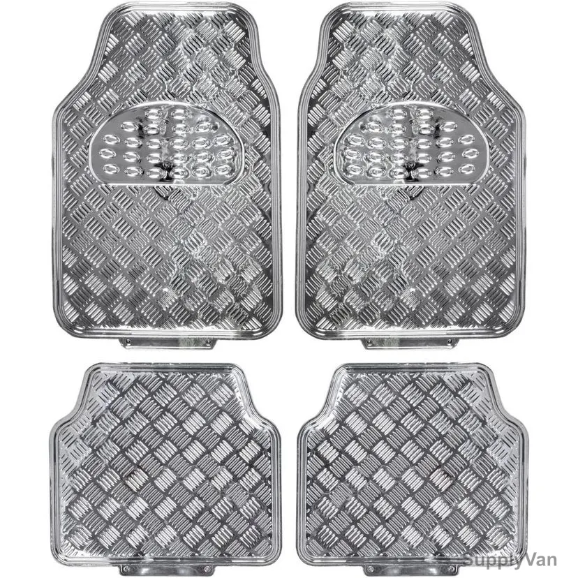 Bdk Rear And Front Car Floor Mat Set, MT-641-SL, Vinyl Plastic, Silver, 4 Pcs/Set — image 1