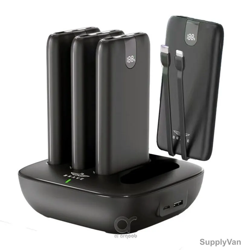 Brave 4 In 1 Slim Power Bank Station, BP-27, Type-C, 21-40W, 10000mAh, Black — image 1