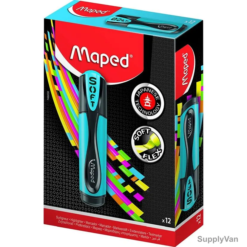Maped Soft Flex Highlighter, MD-746030, Blue, 12 Pcs/Pack