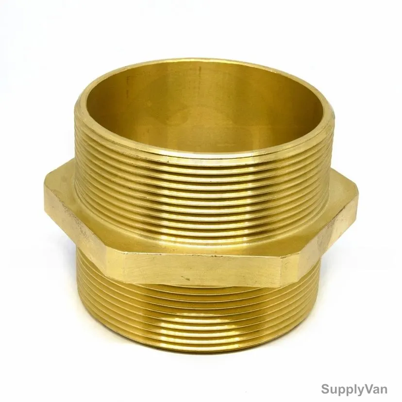 Heavy Duty Hex Nipple, Brass, 1/4 Inch