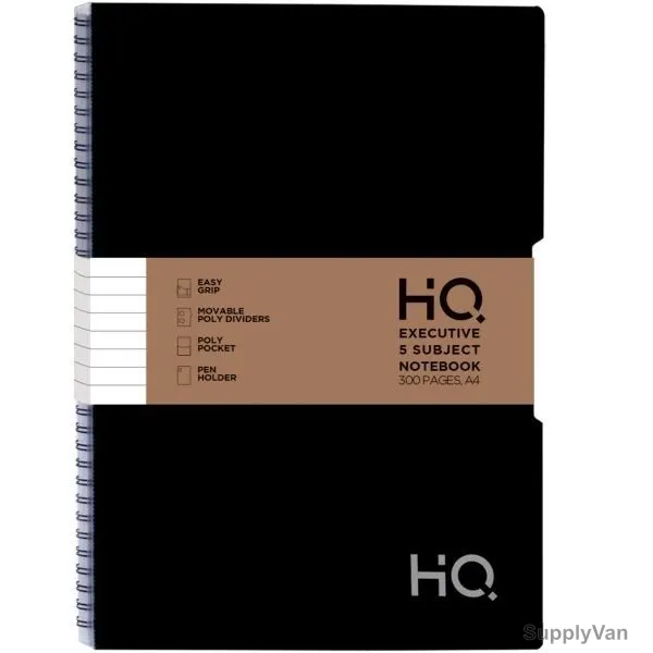 Navneet HQ Executive 5 Subject Notebook, NAV85493, A4, 150 Sheets, Black