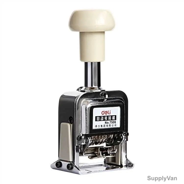 Deli Automatic Numbering Stamp, E7506, Stainless Steel, 6 Digit