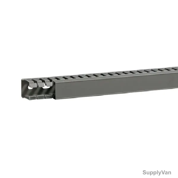 Hager Slotted Panel Trunking, BA7A40025, PVC, 40MM Height x 25MM Width, 2 Mtrs Length, Stone Grey