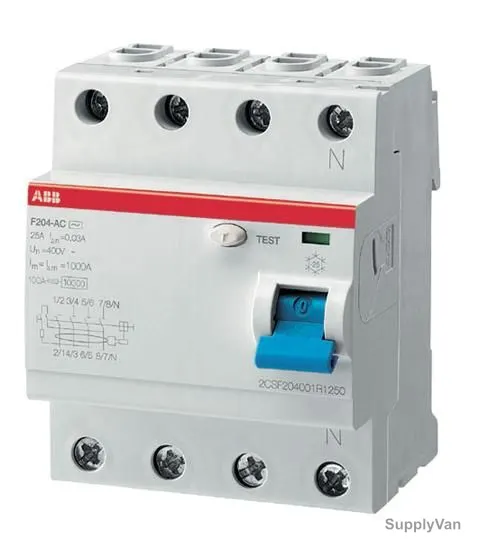 Abb Residual Current Circuit Breaker, F204AC-100-0-1-IEC, 4P, 100mA, 100A