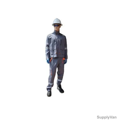 Empiral European Lite-Ps Pant and Shirt, E1050625, 65% Polyester/35% Cotton, Grey/Orange